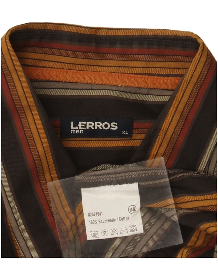 LERROS Mens Flannel Shirt XL Multicoloured Striped Cotton