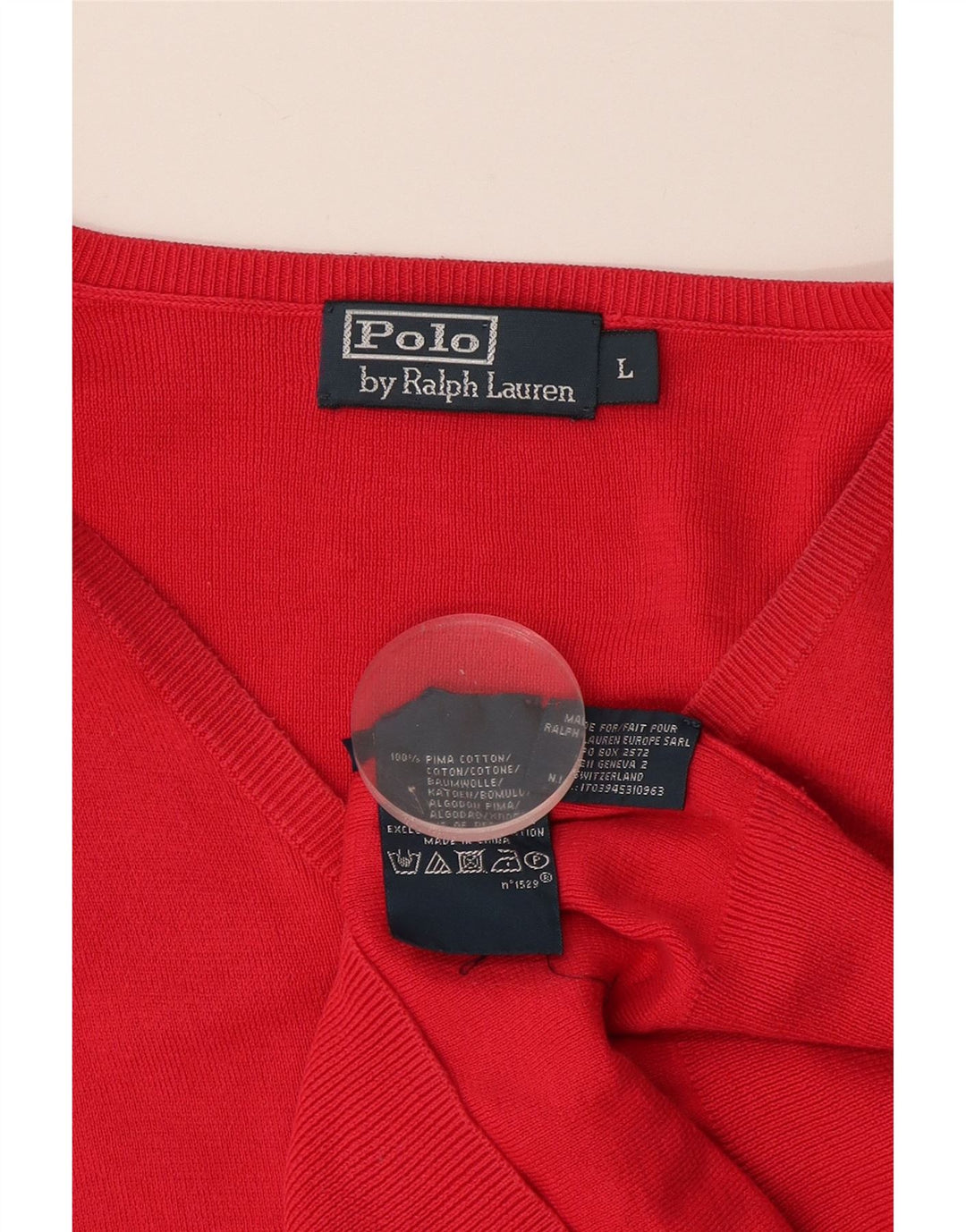 Sweter męski Polo Ralph Lauren z dekoltem w kształcie litery V, duży, różowy