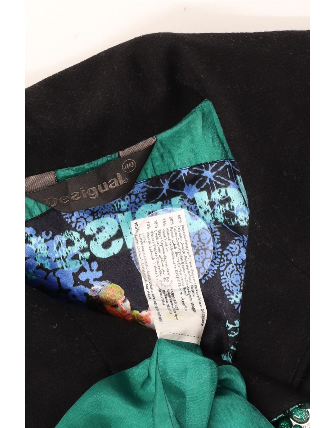 Desigual damski dwurzędowy płaszcz EU 40 średni wielobarwny