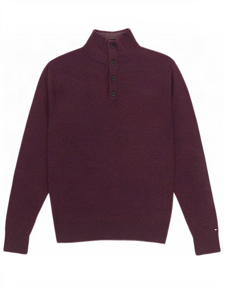 Męski sweter zapinany na guziki Tommy Hilfiger, mały, bordowy, bawełniany