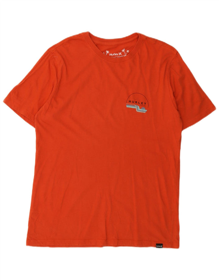 Męski T-shirt z grafiką HURLEY, mały, pomarańczowy, bawełniany