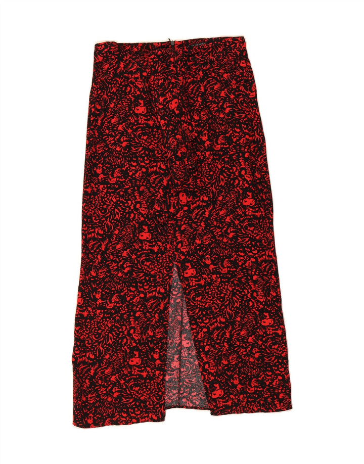 ZARA Womens Abstract Pattern Midi Skirt Small W26 Black Vintage Zara and Second-Hand Zara from Messina Hembry 