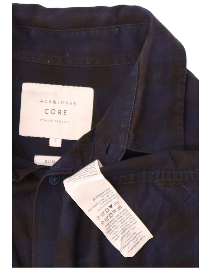 Męska koszula o dopasowanym kroju JACK & JONES, duża, czarna, bawełniana w kratkę