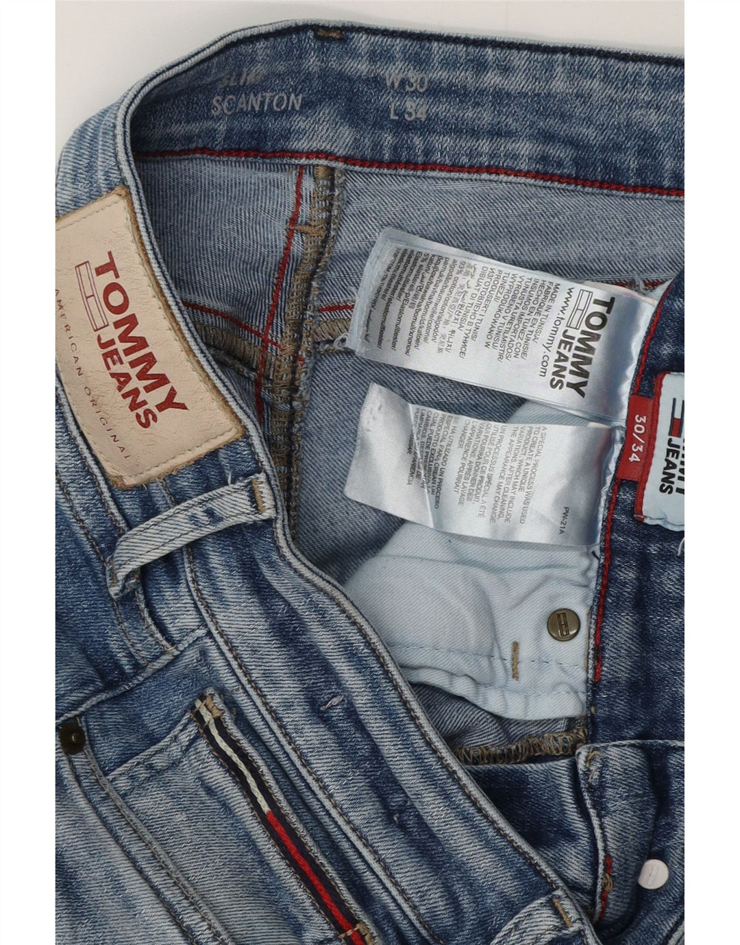 TOMMY HILFIGER Męskie jeansy Scanton Slim W30 L34 Niebieskie bawełniane
