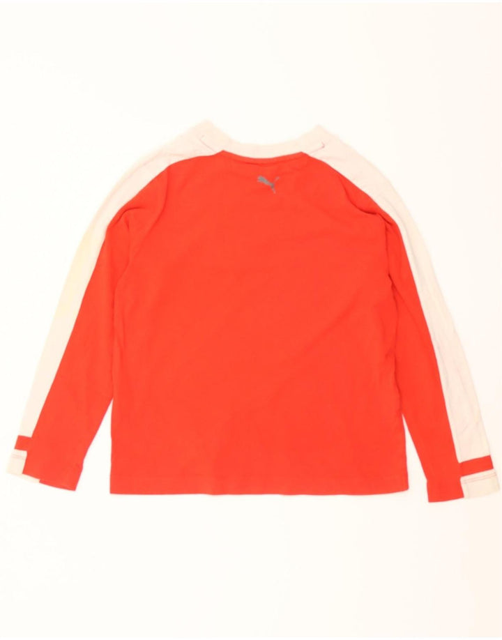 PUMA Boys Graphic Top Long Sleeve 7-8 Years Red Colourblock Cotton Vintage Puma and Second-Hand Puma from Messina Hembry 