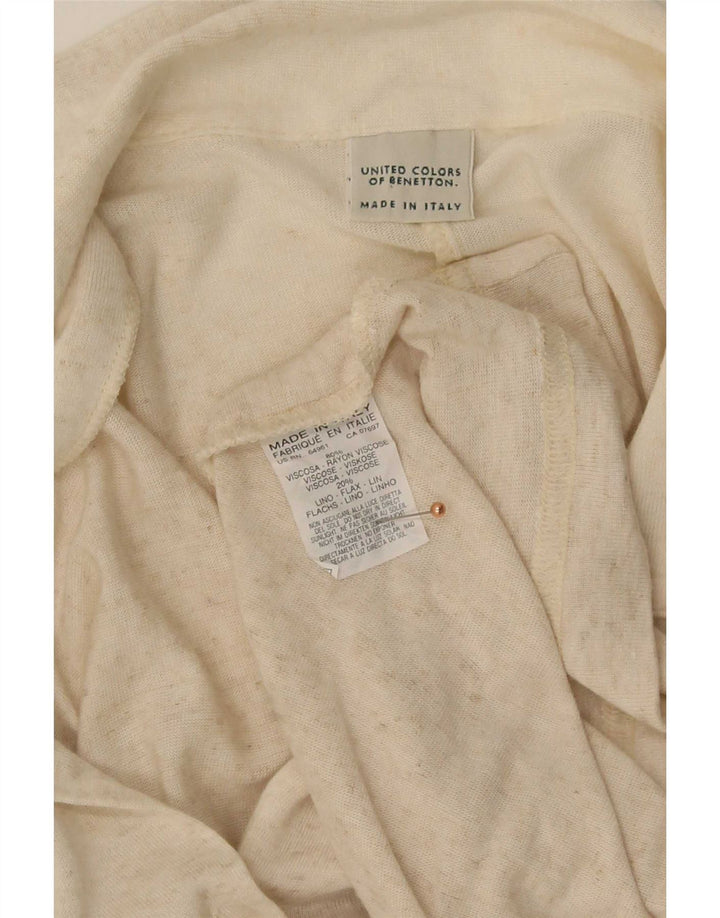 Damski sweter rozpinany Benetton Longline UK 14 średni beż nakrapiany