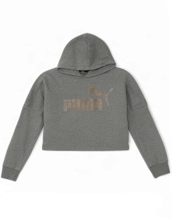 Dziewczęcy sweter z kapturem Puma Oversize z grafiką, 11-12 lat, szary
