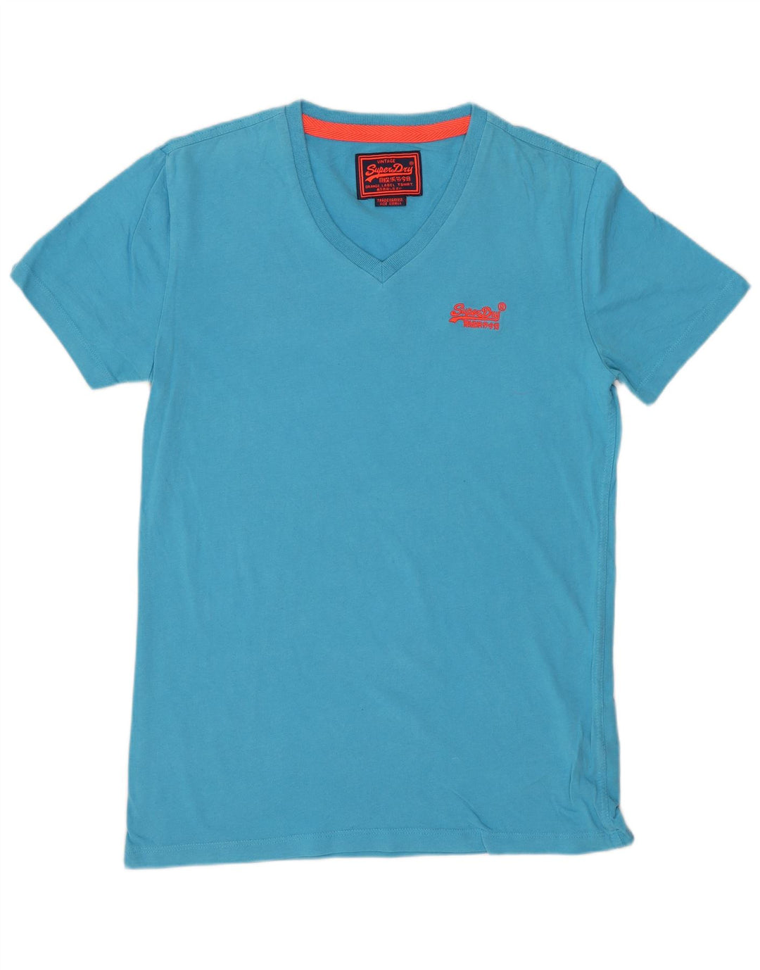 SUPERDRY Męski T-shirt Top Mały Niebieski Bawełniany
