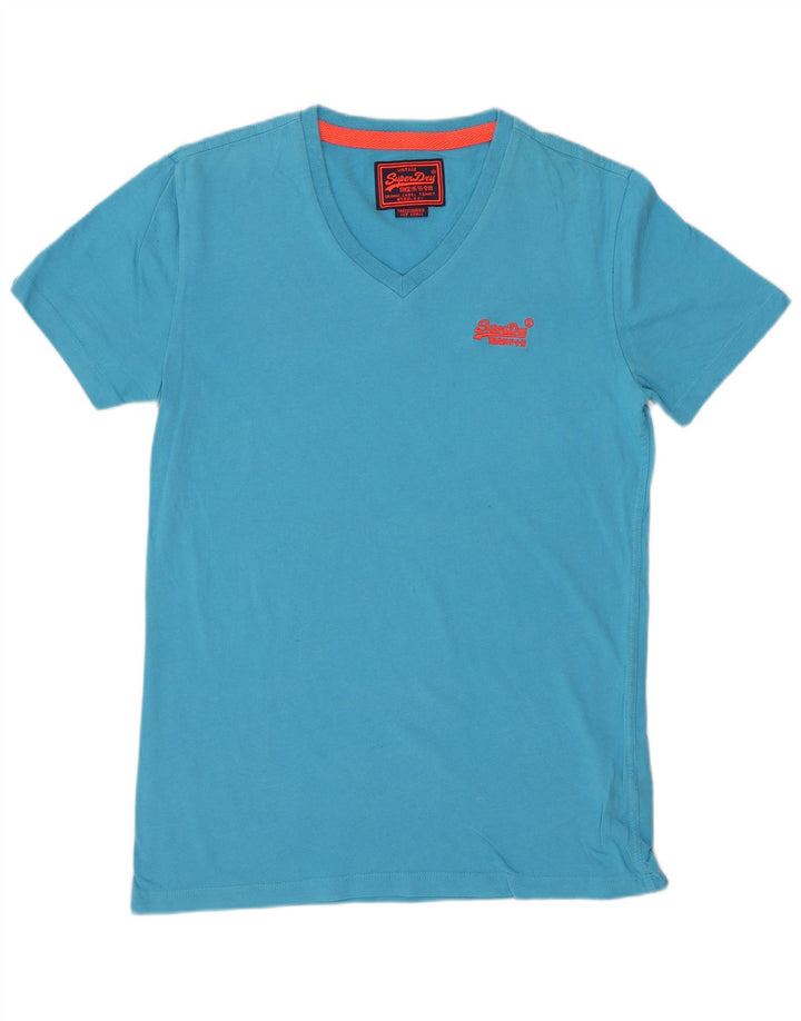SUPERDRY Męski T-shirt Top Mały Niebieski Bawełniany