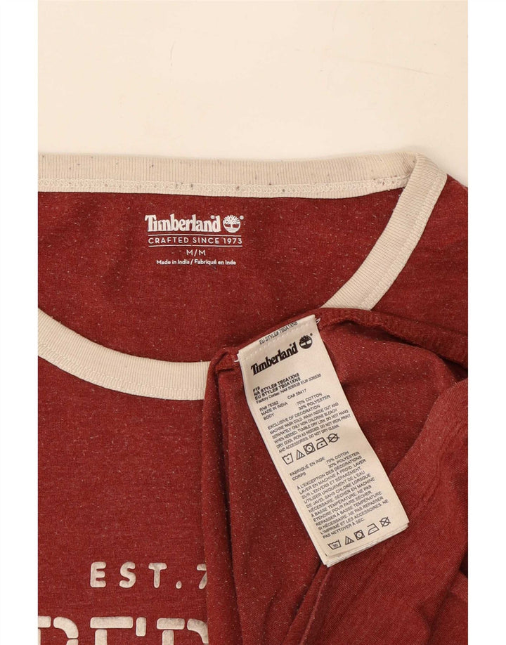 Męska koszulka z grafiką Timberland, średnia, bordowa bawełna