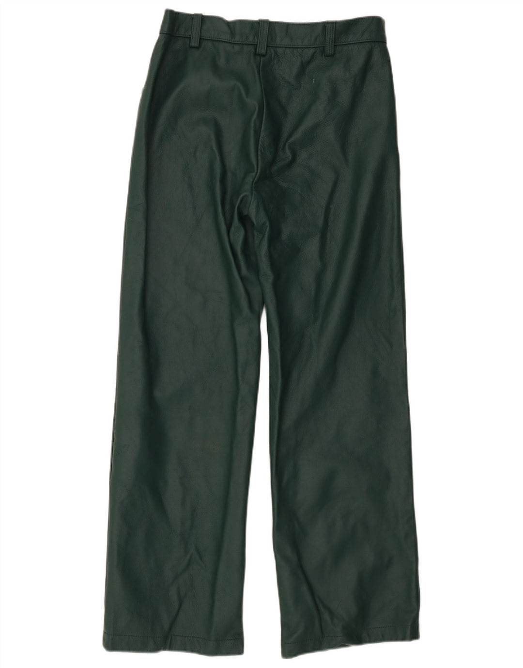 Vintage damskie proste skórzane spodnie W32 L29 zielone