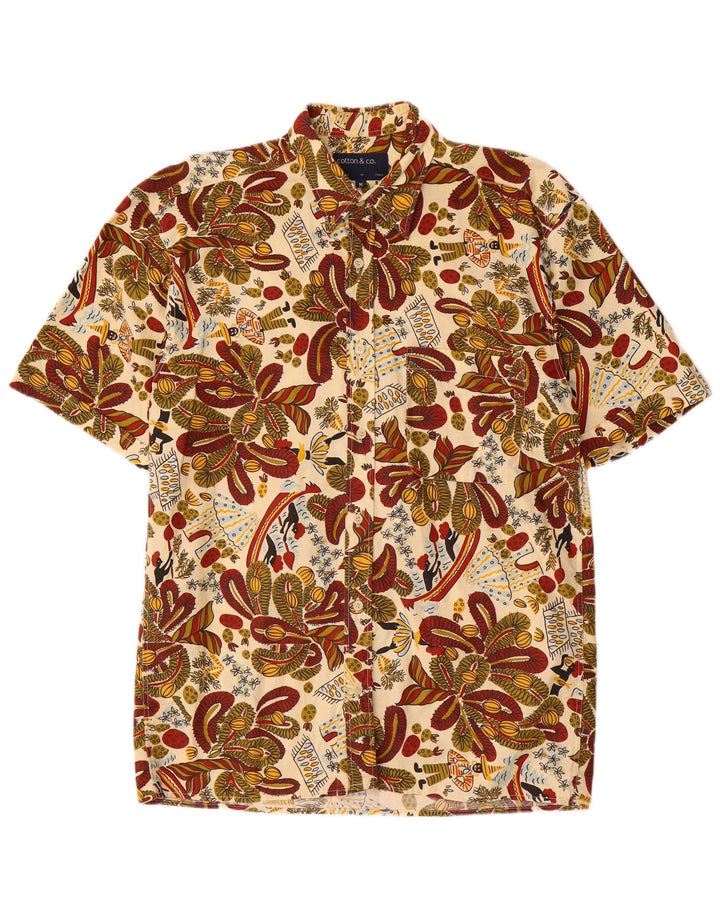 Koszula męska z krótkim rękawem w stylu vintage, średnia wielobarwna bawełna Paisley