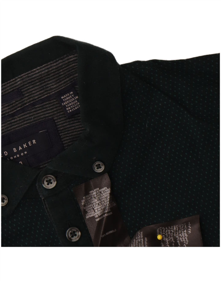Męska koszulka polo Ted Baker, rozmiar 3, średnia, zielona bawełna w plamki