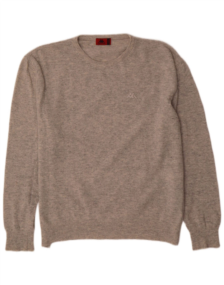 Męski sweter z okrągłym dekoltem Kappa XL, szara wełna