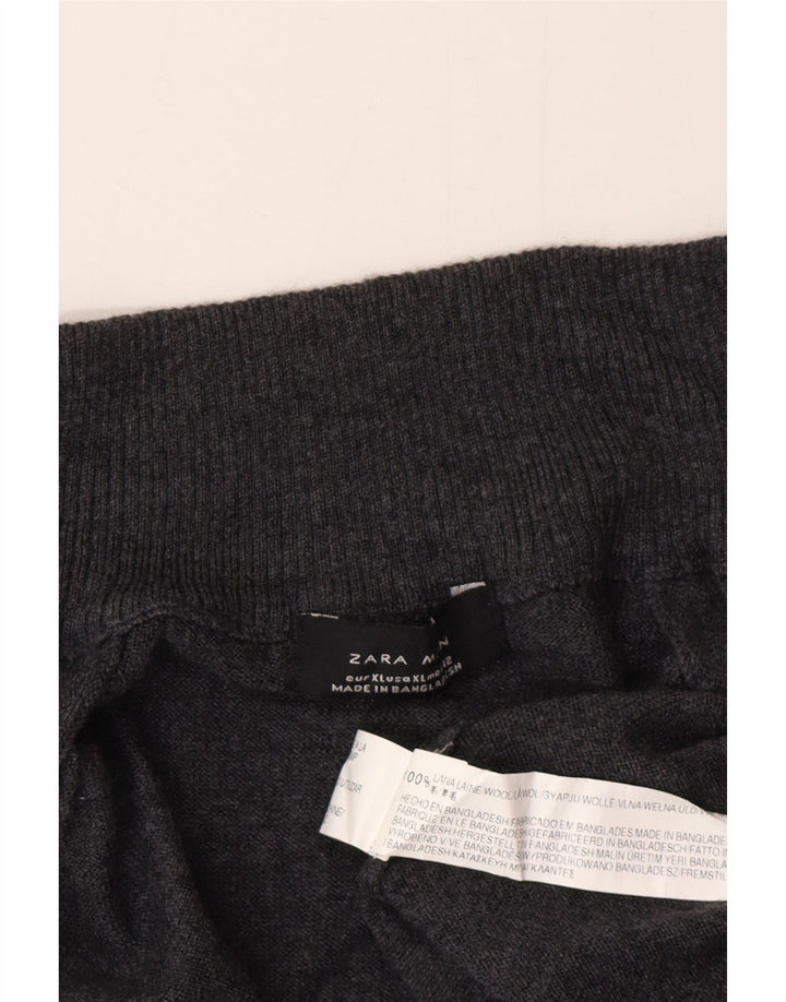 Męski sweter rozpinany Zara XL, szara wełna