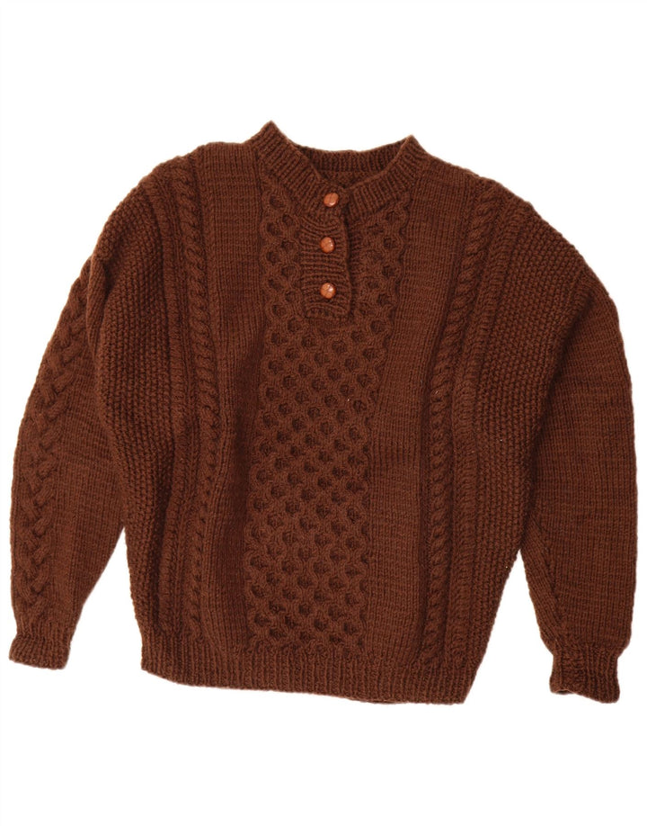 Vintage damski sweter zapinany na guziki UK 20 2XL brązowy