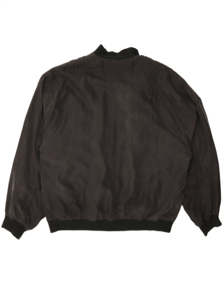 Męska kurtka bomberka VINTAGE UK 40 duża, szara, jedwabna