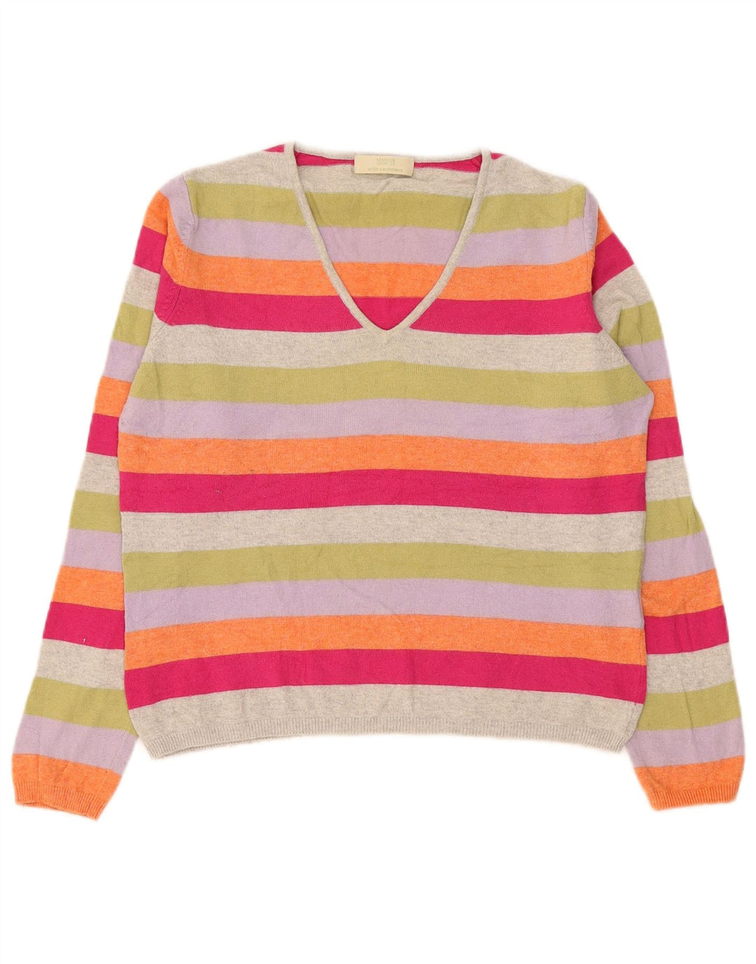 Marks & Spencer Damski sweter z dekoltem w kształcie litery V, UK 14, duży, wielokolorowy