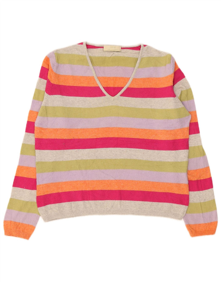 Marks & Spencer Damski sweter z dekoltem w kształcie litery V, UK 14, duży, wielokolorowy