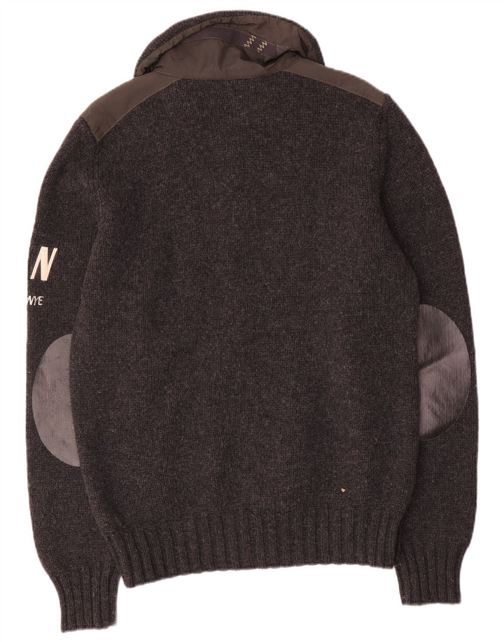 Męski sweter kardiganowy z grafiką Murphy & Nye Sailmakers, duży, szary, wełniany