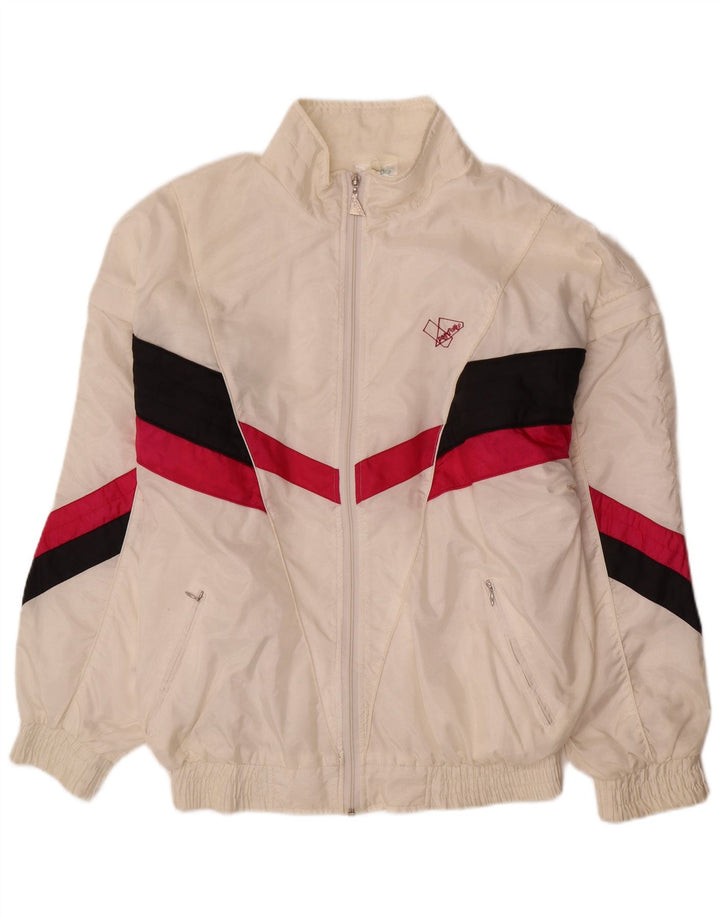 Męska kurtka dresowa Pandora, duża, biała, z blokami kolorów, poliamid