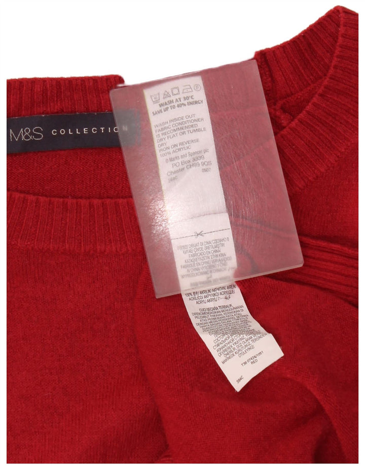 Marks & Spencer Damski sweter z dekoltem w łódkę, UK 14, średni czerwony akryl