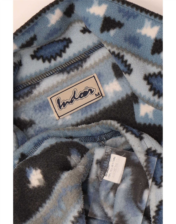 Męska kurtka polarowa Vintage UK 38 Średni niebieski Fair Isle Polyester