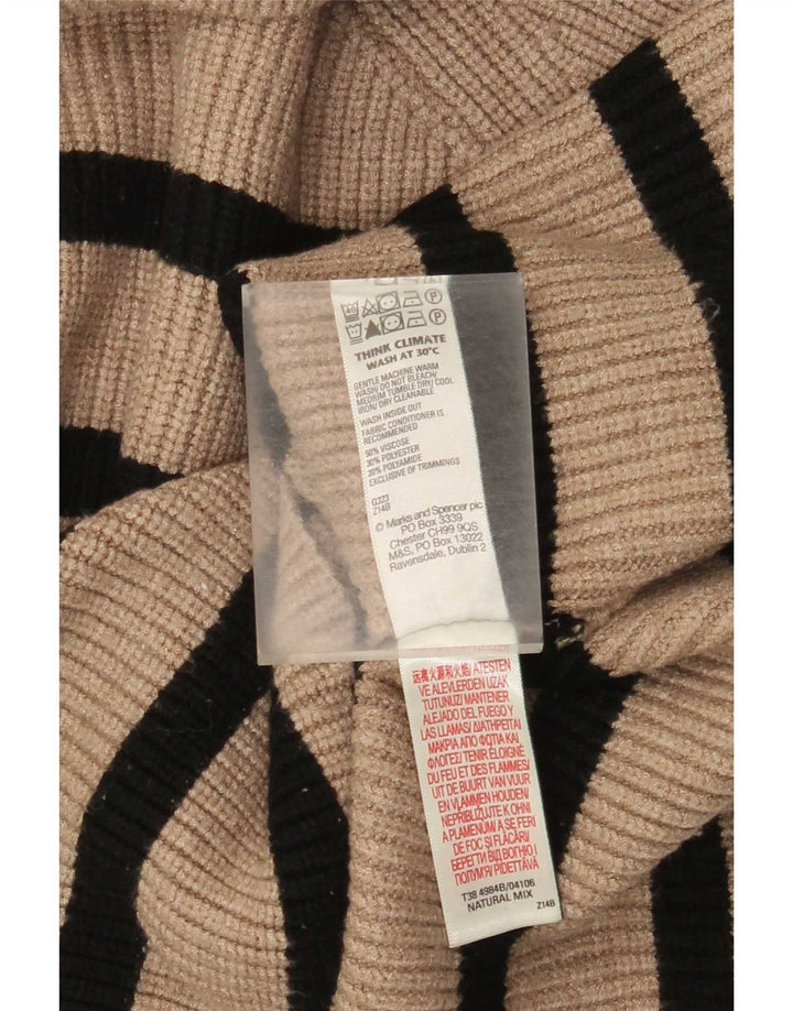 Marks & Spencer Damski sweter z golfem UK 12 w średnie beżowe paski