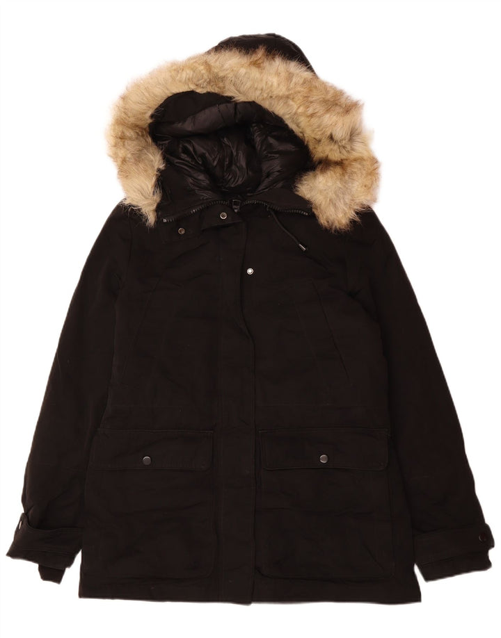 Damska kurtka typu parka z kapturem, oversize Zara UK 6 XS, czarny poliester