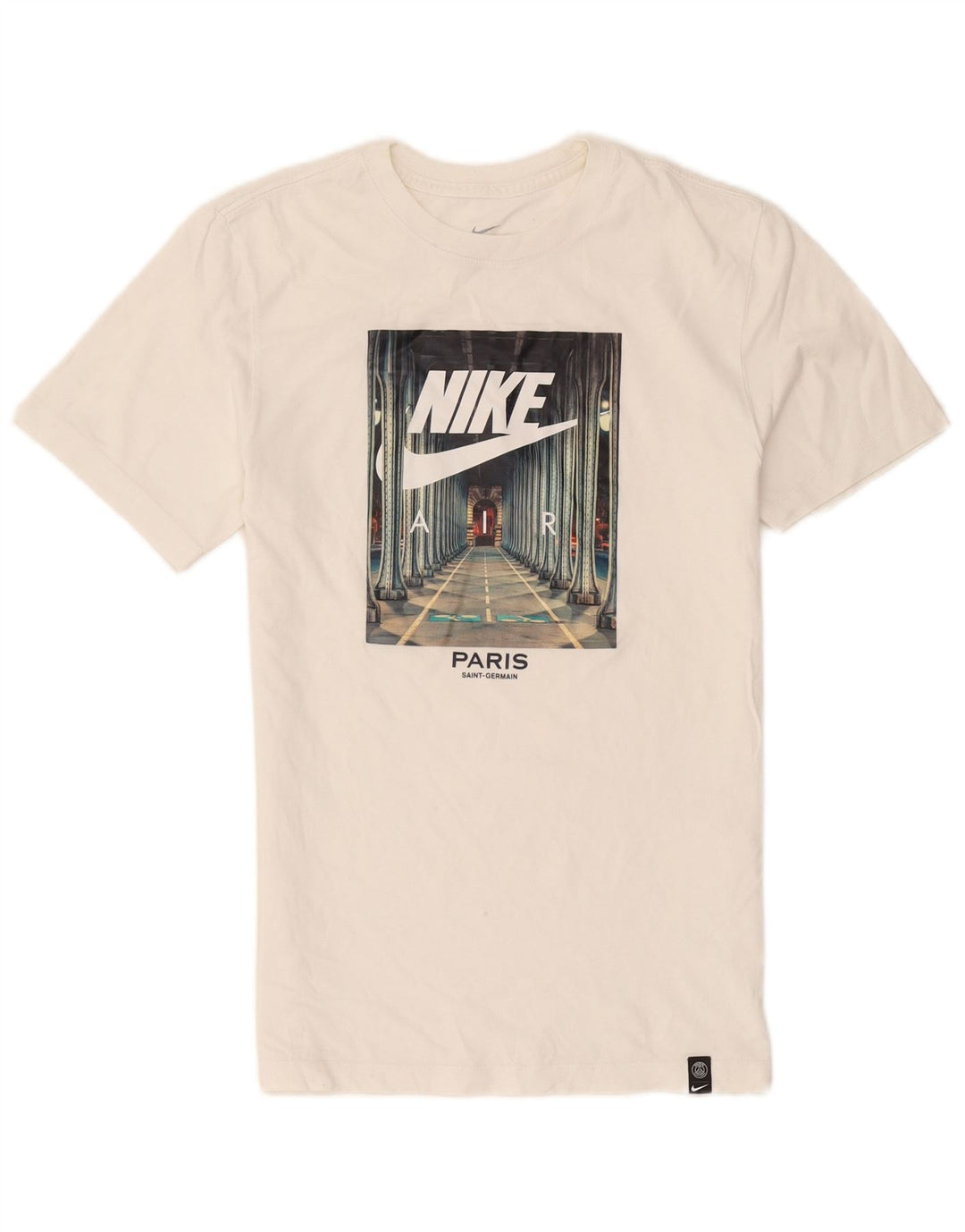 Męski T-shirt z grafiką Nike, mały, biały, bawełniany