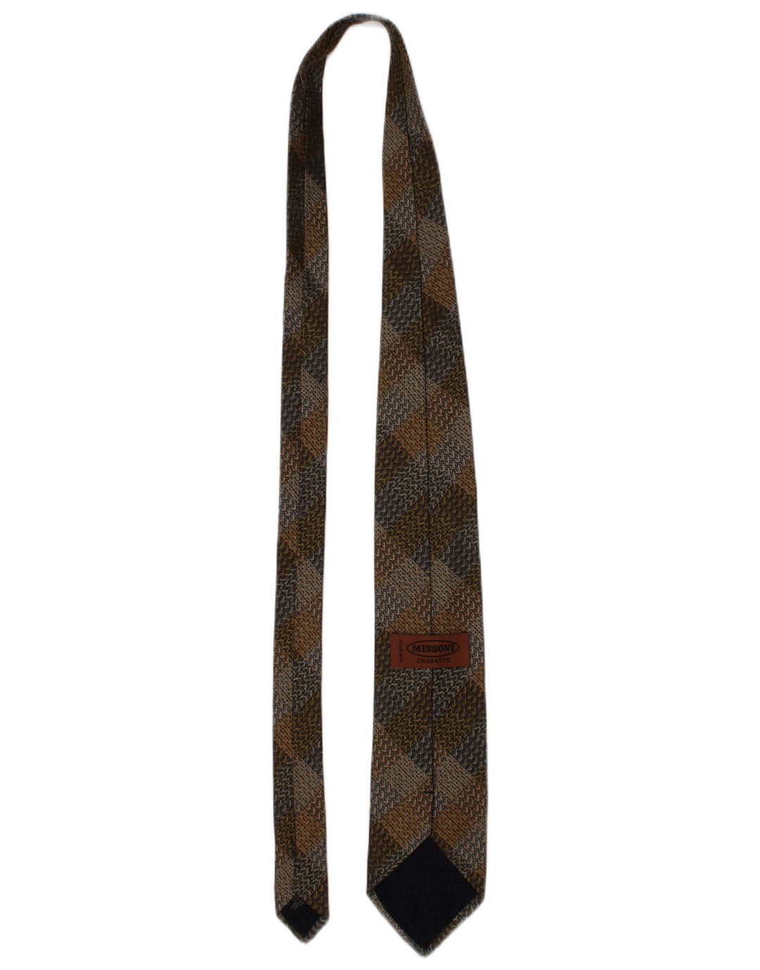 Krawat męski Missoni w jednym rozmiarze, brązowy, jedwabny w kratę
