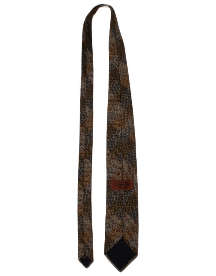 Krawat męski Missoni w jednym rozmiarze, brązowy, jedwabny w kratę