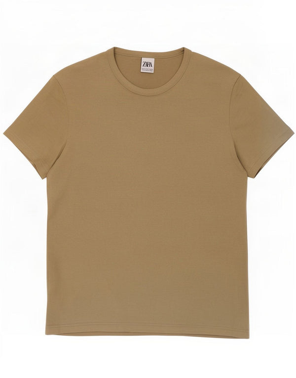 T-shirt męski Zara Top, średnio beżowy, bawełniany
