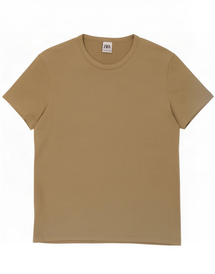 T-shirt męski Zara Top, średnio beżowy, bawełniany