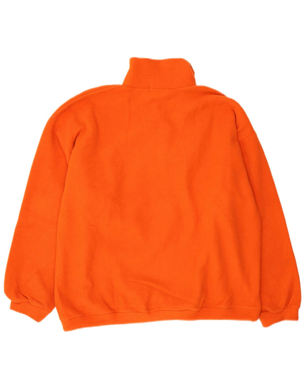Męski sweter polarowy XL w stylu vintage, zapinany na guziki, pomarańczowy poliester