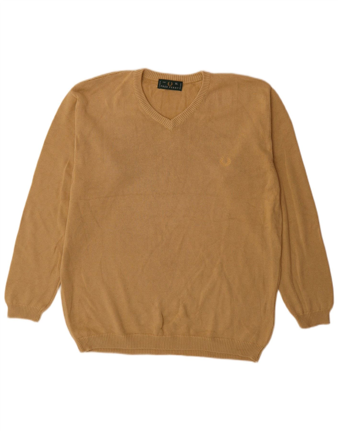 Męski sweter Fred Perry z dekoltem w kształcie litery V, XL, beżowa, bawełniana