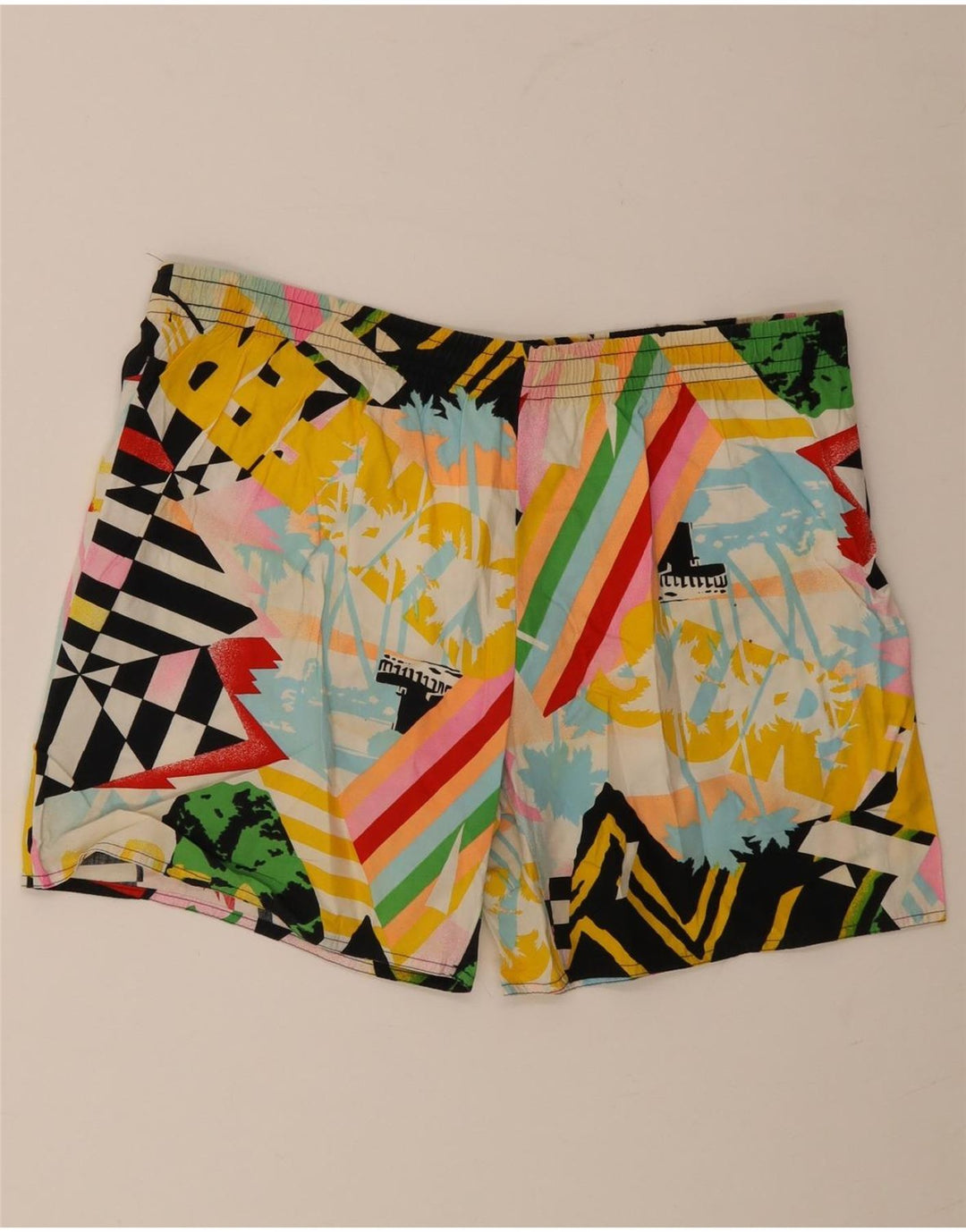 Męskie spodenki kąpielowe w stylu vintage 2XL, wielobarwna, geometryczna bawełna