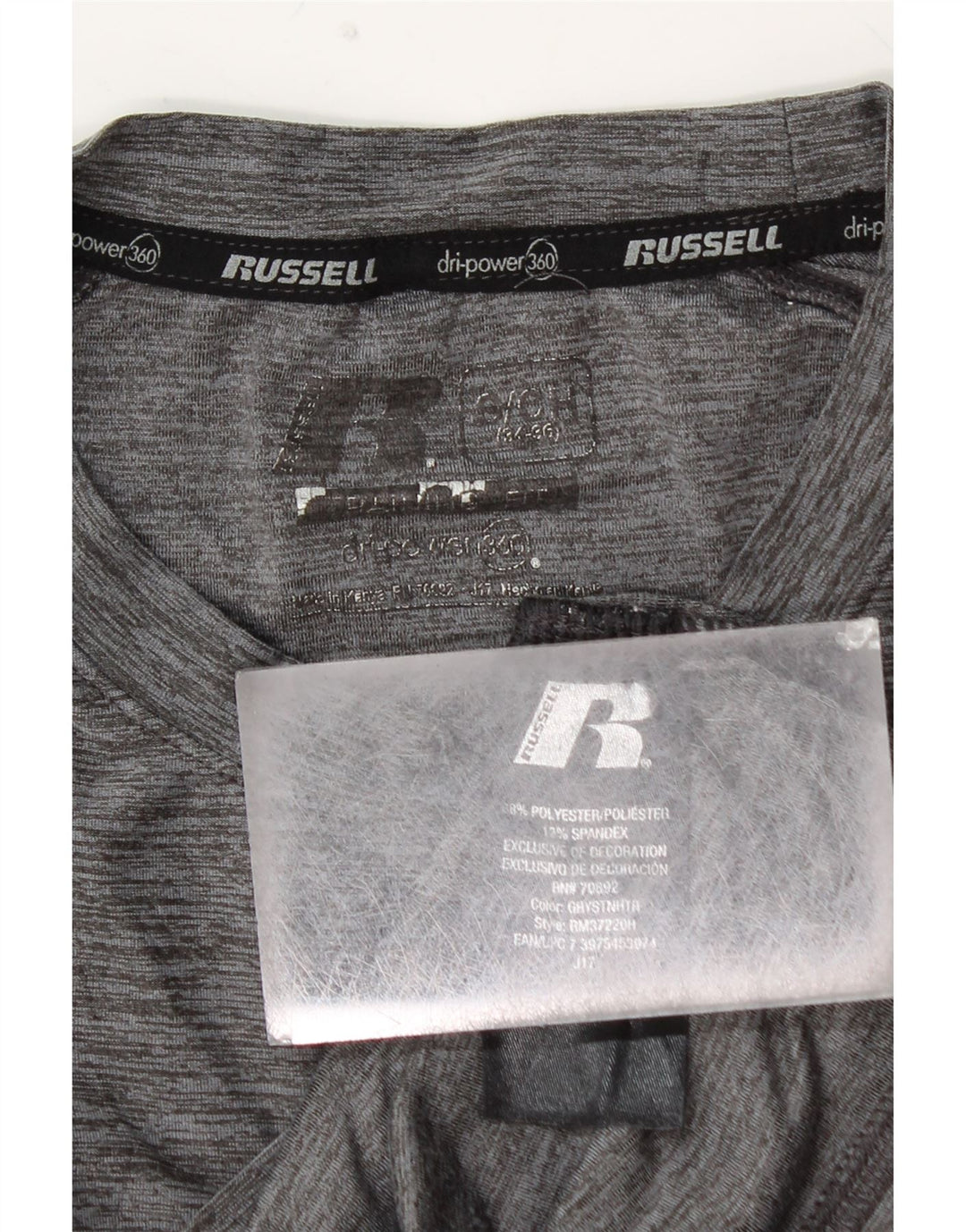 Męska koszulka z długim rękawem RUSSELL ATHLETIC Dri-Power, mała, szara, nakrapiana