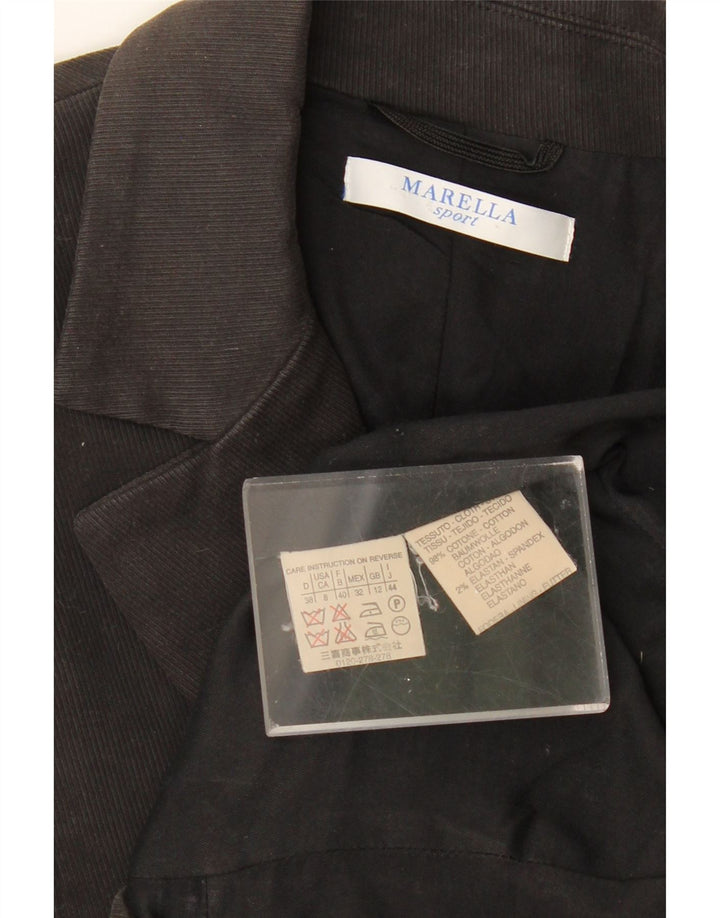MARELLA Damska marynarka zapinana na 1 guzik UK 12, średnia czarna bawełna