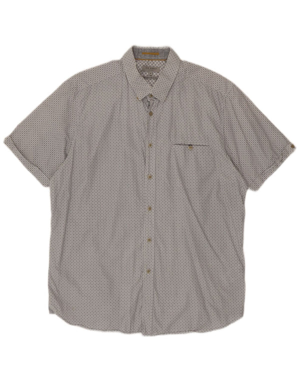 Koszula męska z krótkim rękawem Ted Baker, rozmiar 6, 2XL, szara, bawełniana w kwiaty
