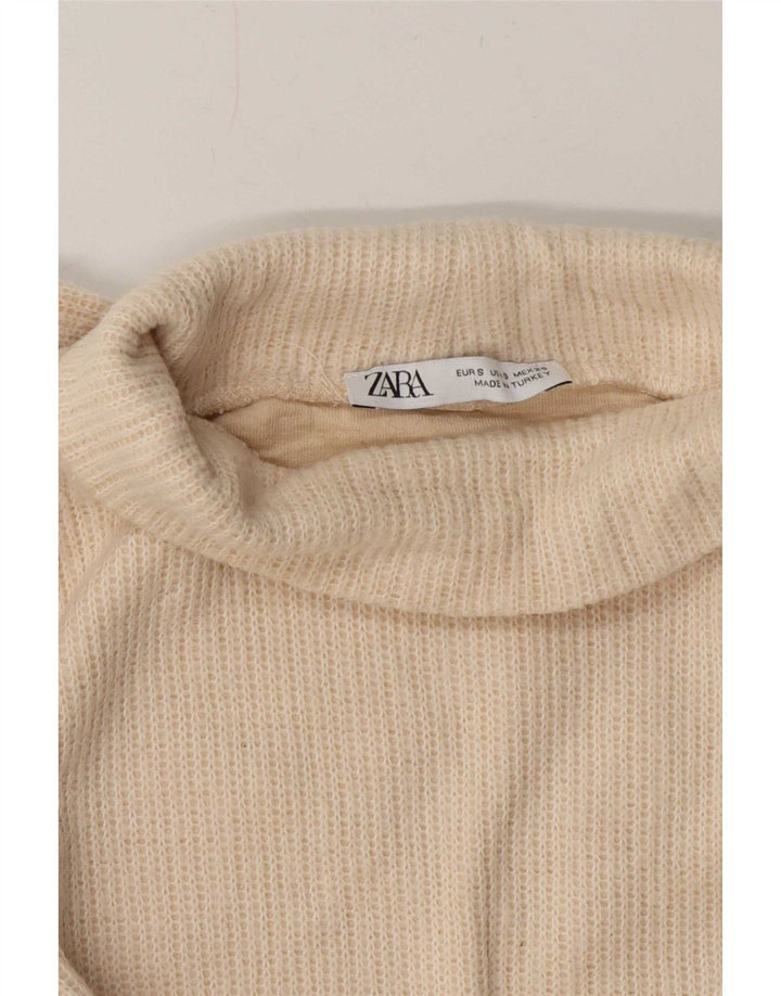 Damski top oversize Zara z długim rękawem, UK 10, mały, w kolorze złamanej bieli