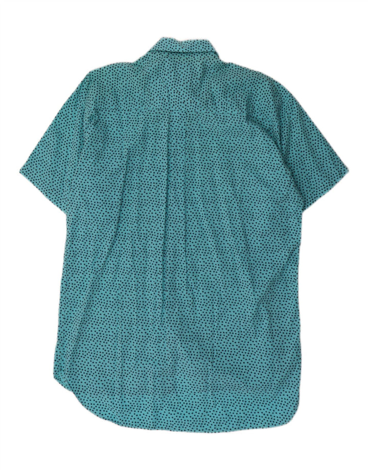 VINTAGE Mens Short Sleeve Shirt Medium Turquoise Spotted