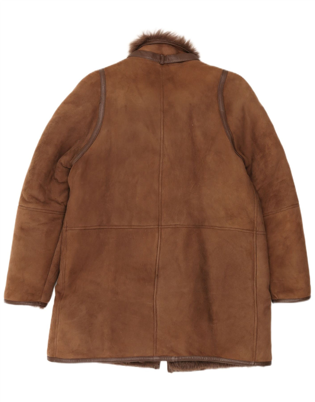 Vintage damski płaszcz z owczej skóry EU 42 XL brązowy