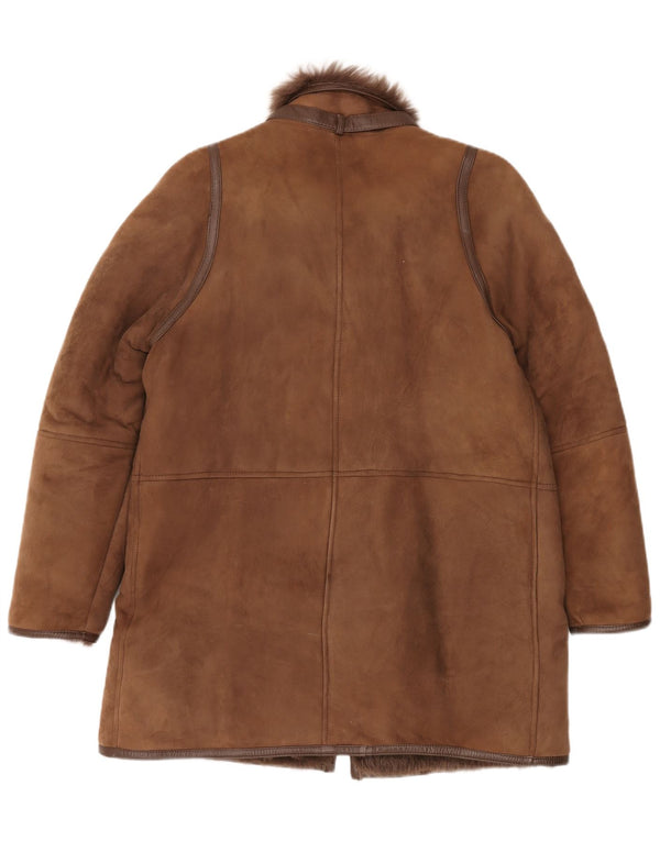 Vintage damski płaszcz z owczej skóry EU 42 XL brązowy