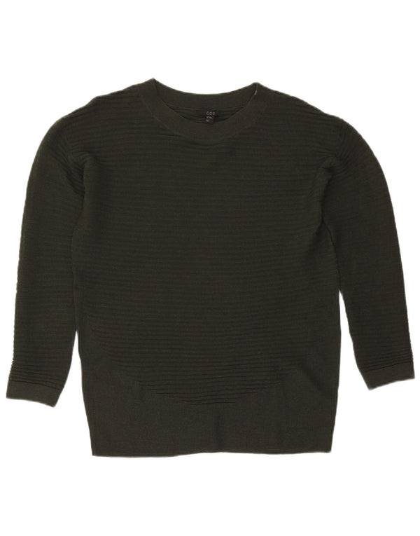 Cos Damski sweter oversize z dekoltem w łódkę UK 6 XS, wełna khaki