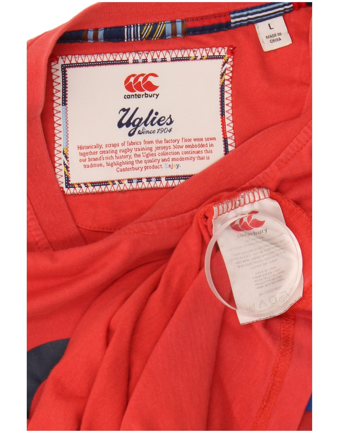 Męski T-shirt z grafiką CANTERBURY, duży, czerwony, bawełniany