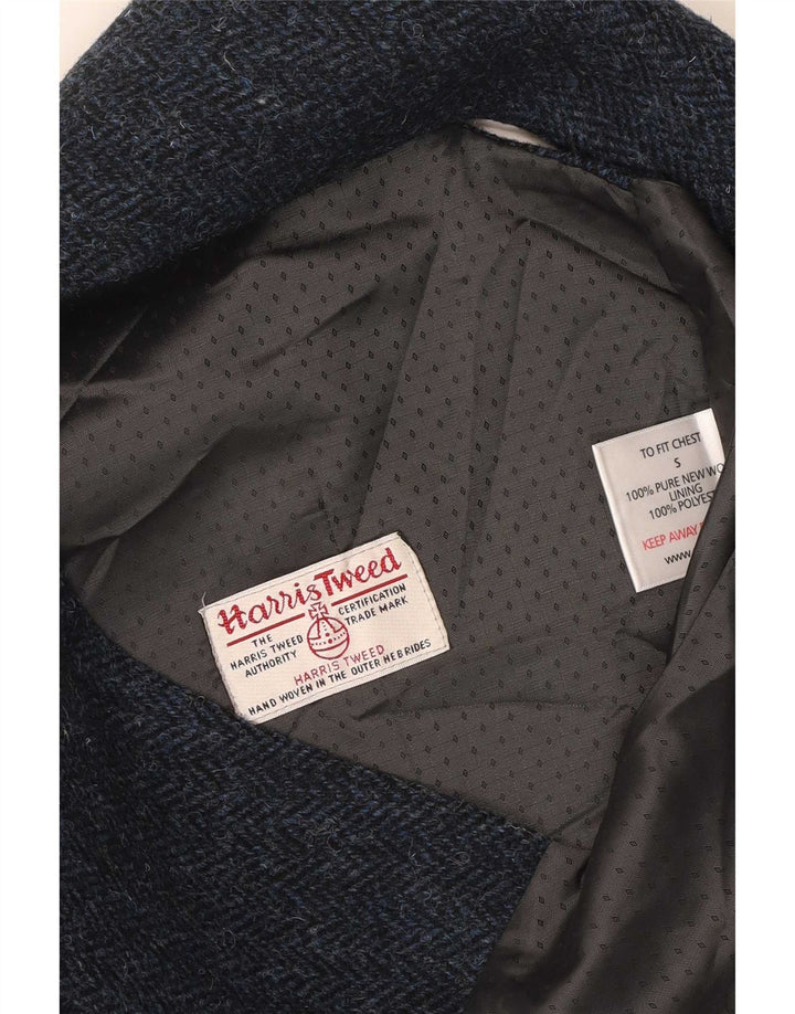 Męska kamizelka Harris Tweed Mała niebieska nowa wełna w jodełkę
