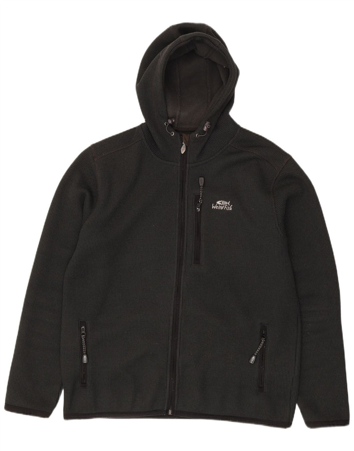 Męski sweter z kapturem i zamkiem Weird Fish, duży, szary poliester