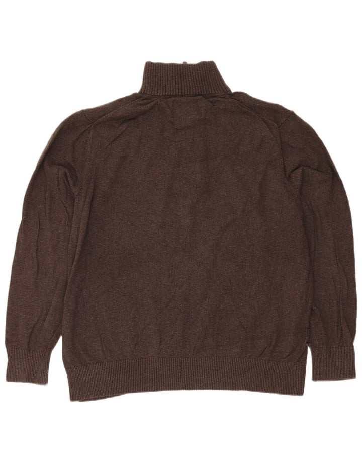 Męski sweter zapinany na zamek Eddie Bauer XL, brązowy, bawełniany
