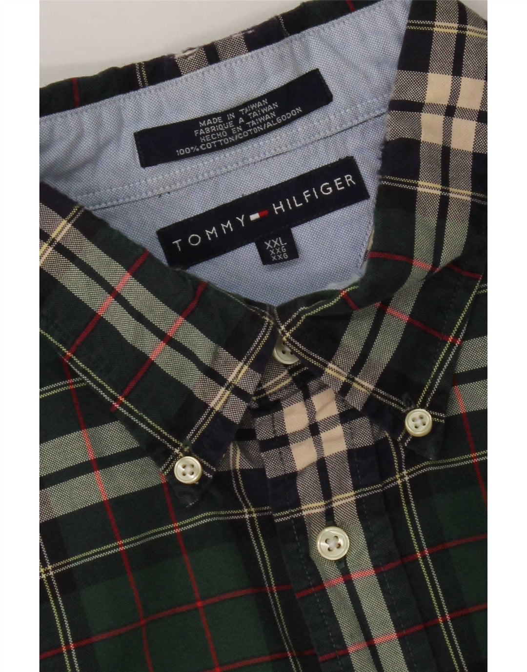 Męska koszula flanelowa Tommy Hilfiger 2XL, bawełniana w zieloną kratkę
